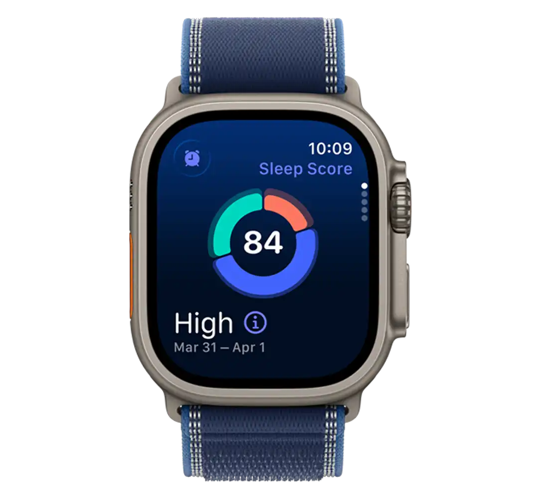 Apple Watch kijelző rajta az alvásfigyelő funkcióval