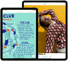 Egy
13 és egy 11 hüvelykes iPad Air egymás mellett, mutatva a Liquid Retina kijelzőt