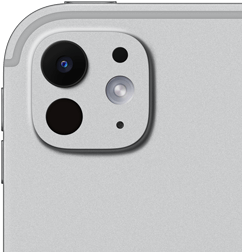 Ezüstszínű
      iPad Pro hátulnézetből, profi kamerarendszer öttagú objektívvel és adaptív True Tone vakuval