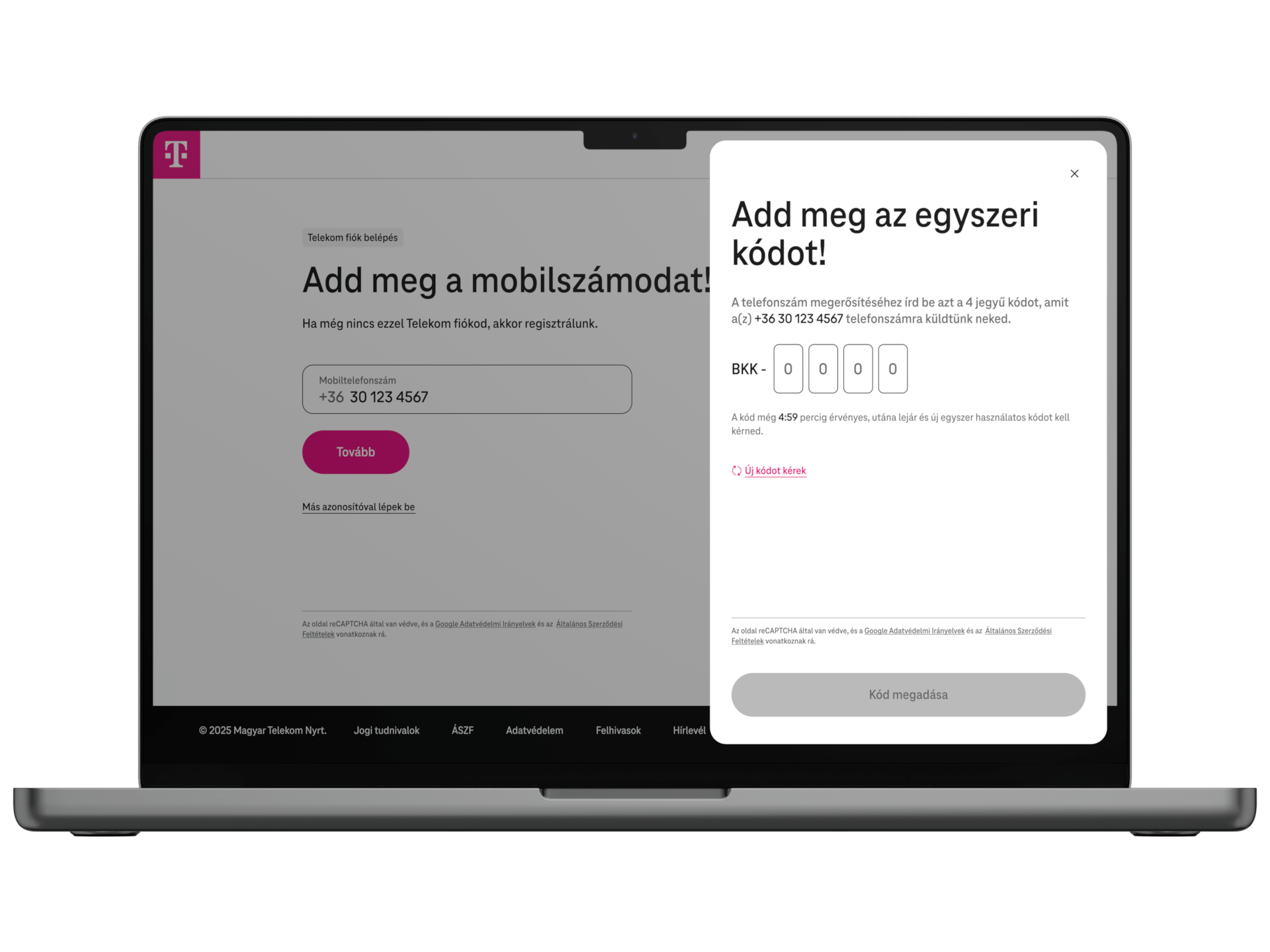 Add meg az egyszeri kódot!